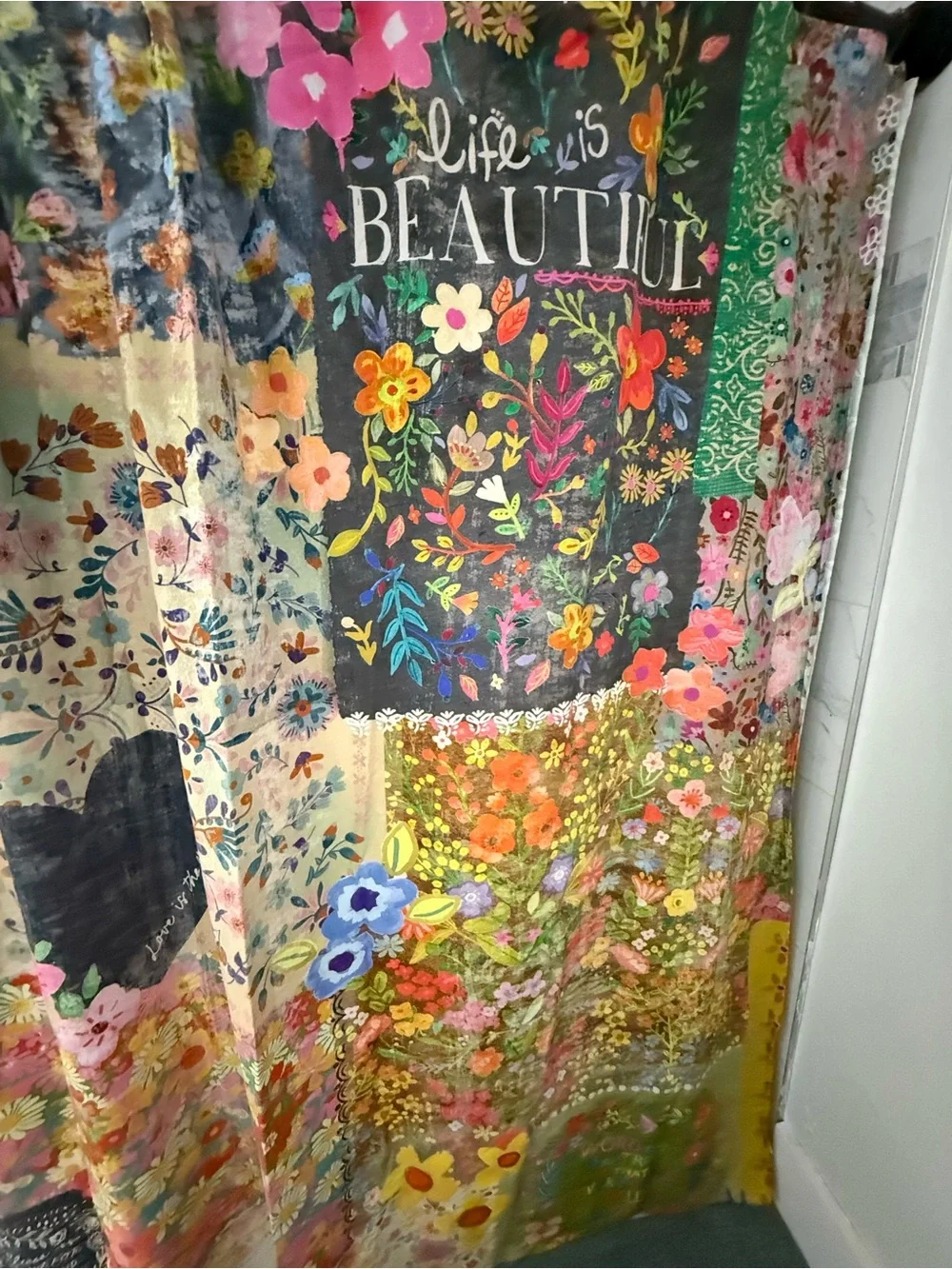 NATURAL LIFE Colorful Patchwork Floral Shower Curtain - Multicolor